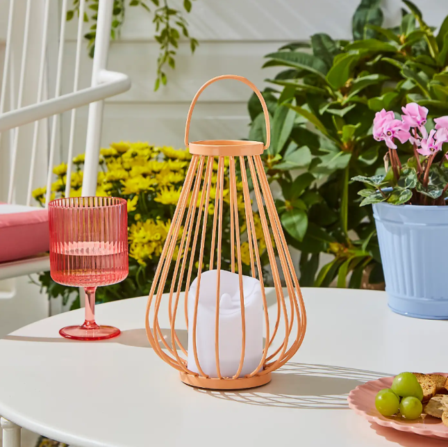 Dunelm Metal Orange LED Outdoor Solar Lantern