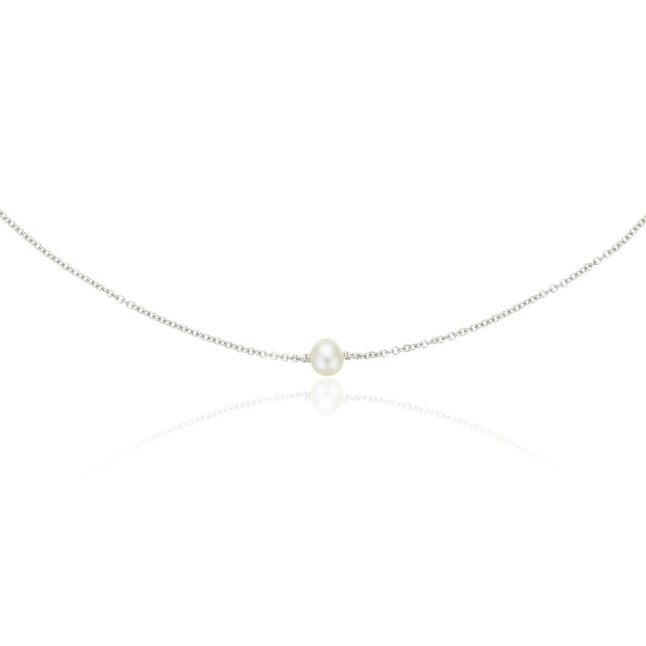 Silver Single Pearl Choker from Lily & Roo
