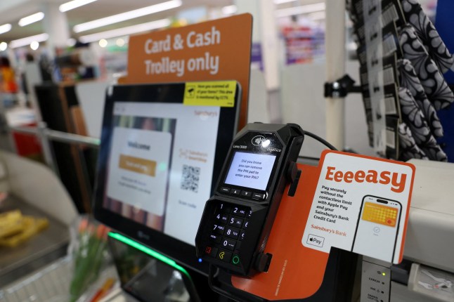 A self-checkout machine inside a Sainsbury?s supermarket, in Richmond, West London, Britain February 21, 2024. REUTERS/Isabel Infantes